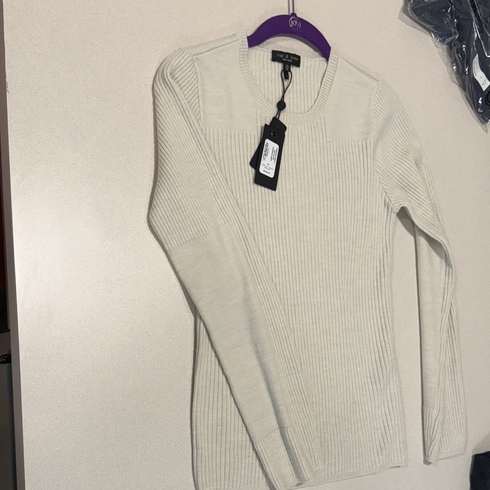 Rag & Bone Cream Ribbed Sweater
